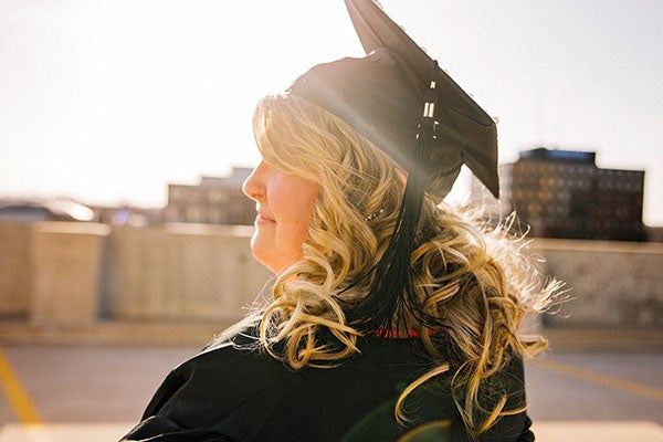 A student graduating